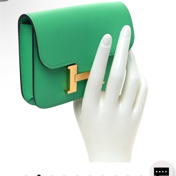 HERMES 
Evercolor Bi-Color Constance Slim Wallet Vert Comics Bleu Zellige - Picture 2 of 10